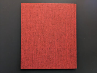 Back cover of Berg Werk photobook by Sincei Yamamoto with red cloth binding