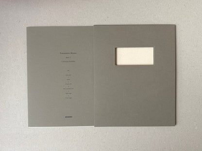 Birds 2 by Masao Yamamoto, grey portfolio case with a window cut-out and printed title on the cover.