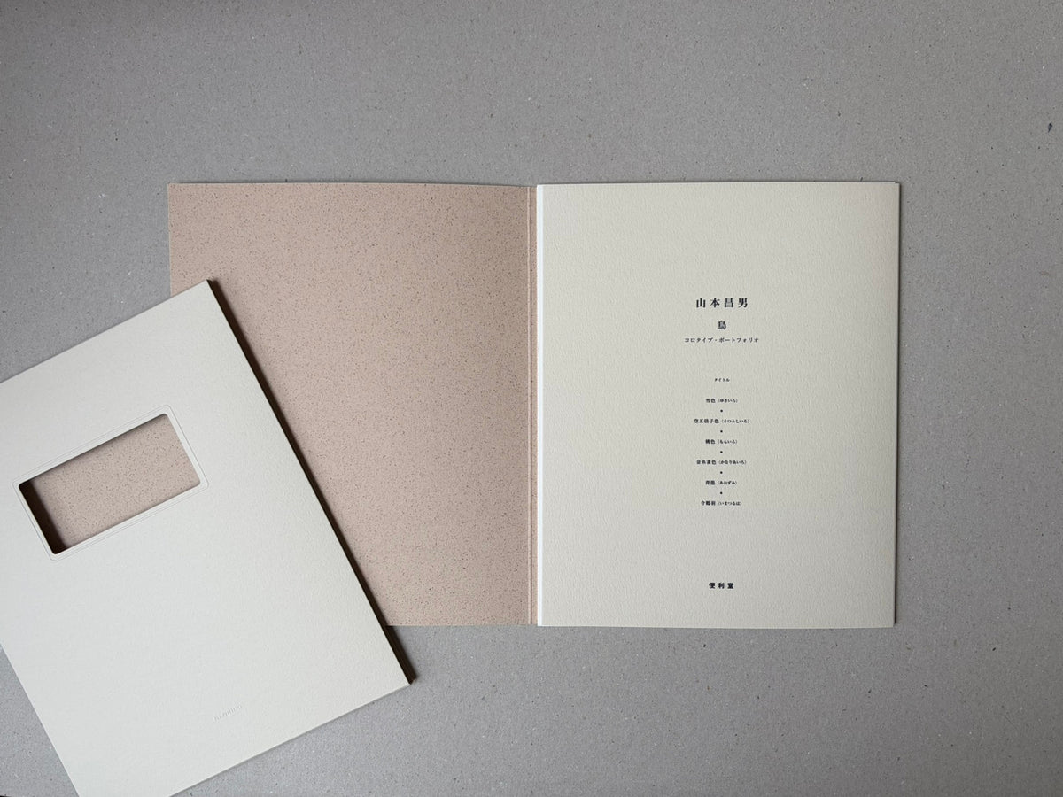 Birds by Masao Yamamoto, shown as a loose portfolio with a printed cover sheet and an insert with Japanese text.
