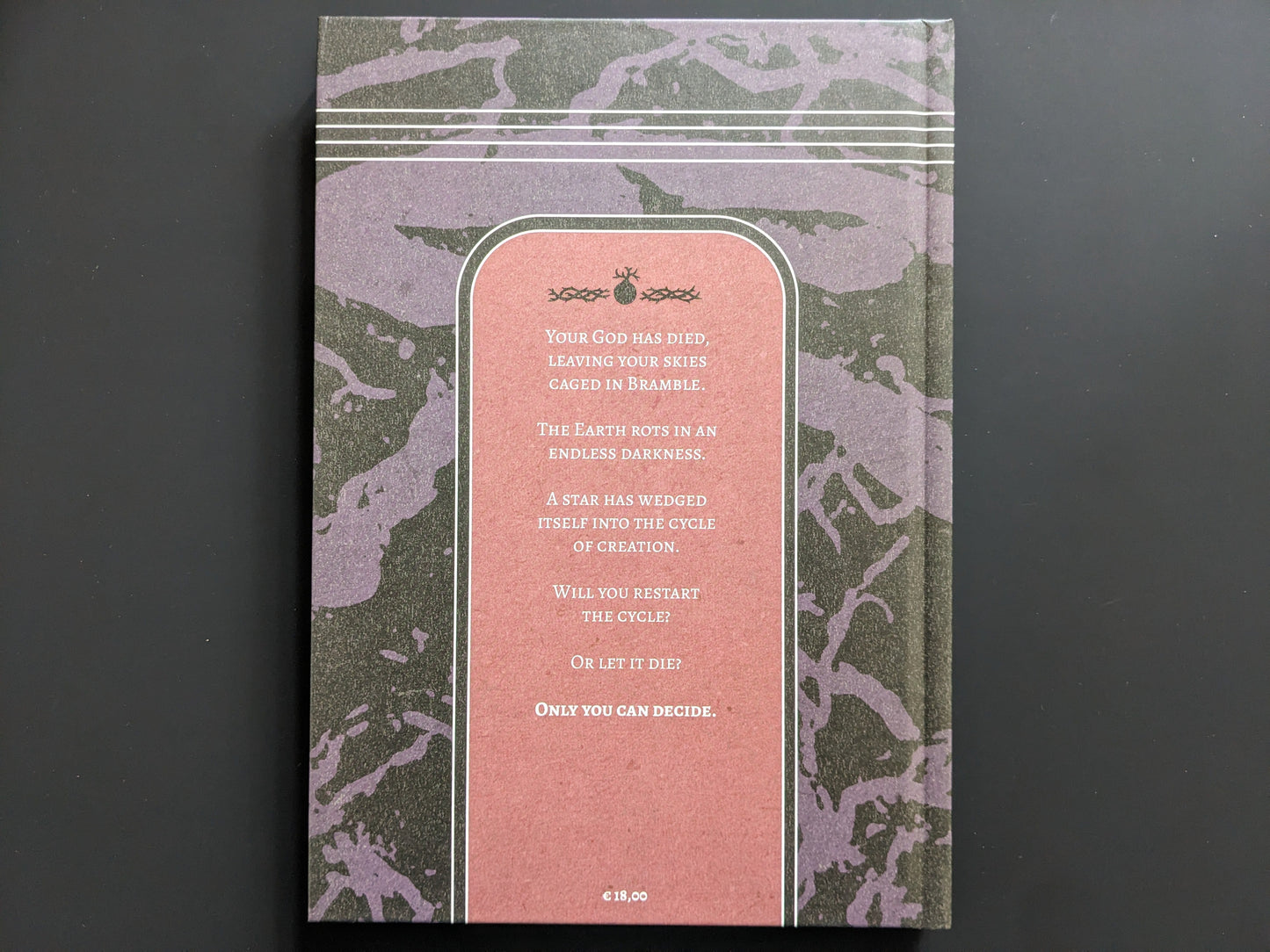 Back cover of the book Bramble – Birth of the Amalgamoids by Luke Baker, published by Hollow Press
