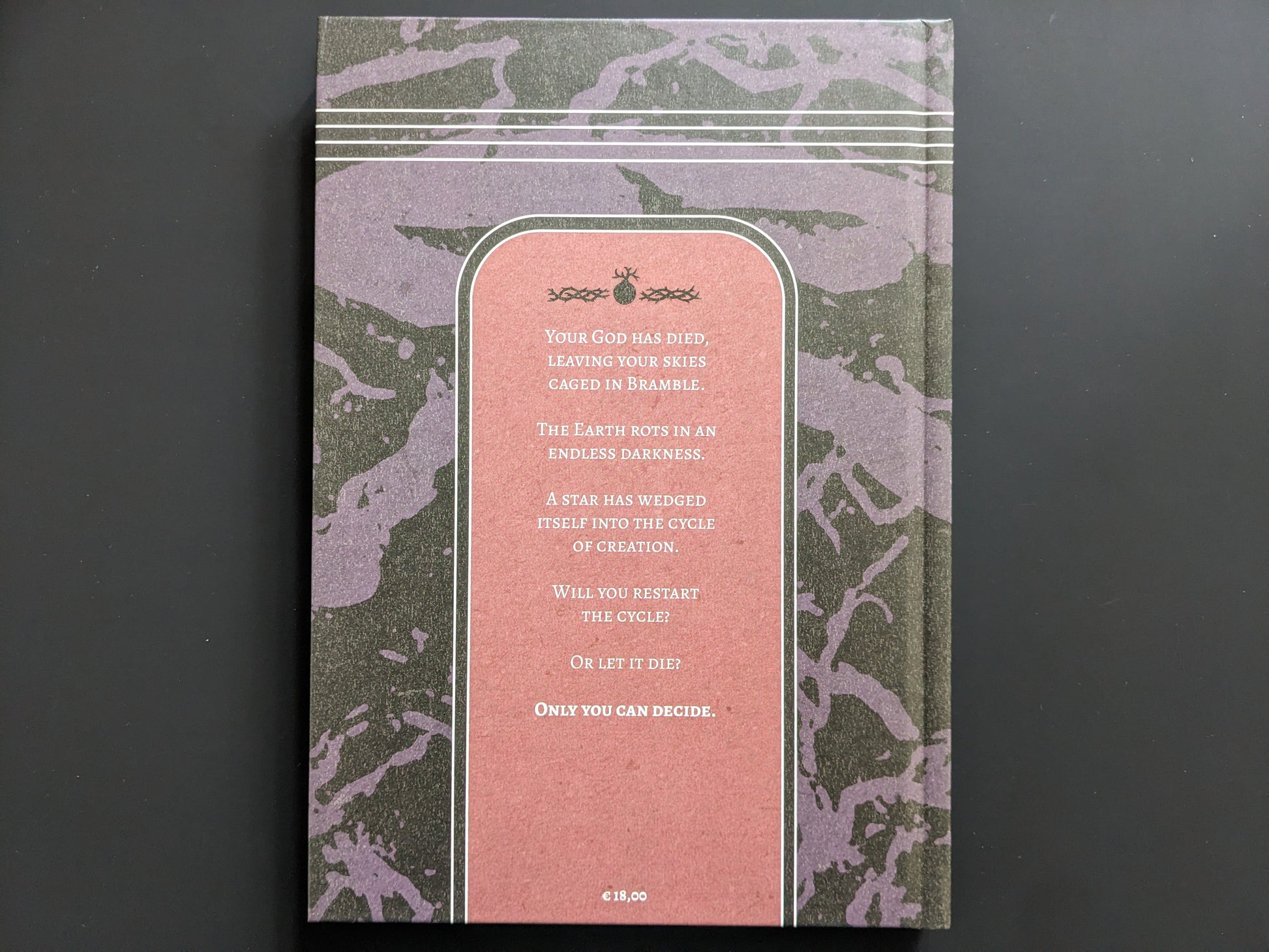 Back cover of the book Bramble – Birth of the Amalgamoids by Luke Baker, published by Hollow Press