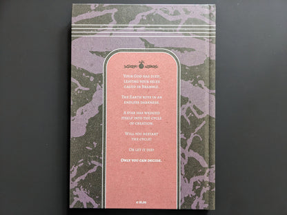 Back cover of the book Bramble – Birth of the Amalgamoids by Luke Baker, published by Hollow Press