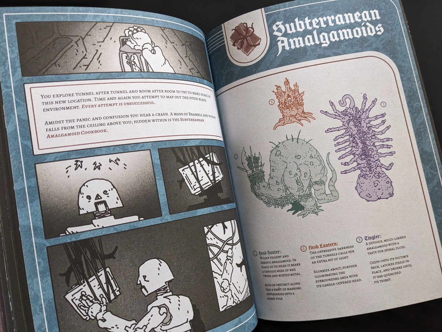 Subterranean Amalgamoids illustrated in multiple colors with descriptions
