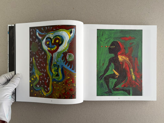 Bright Lights and Cats with No Mouths open to pages 18 and 19, showing two full-page paintings in colour.
