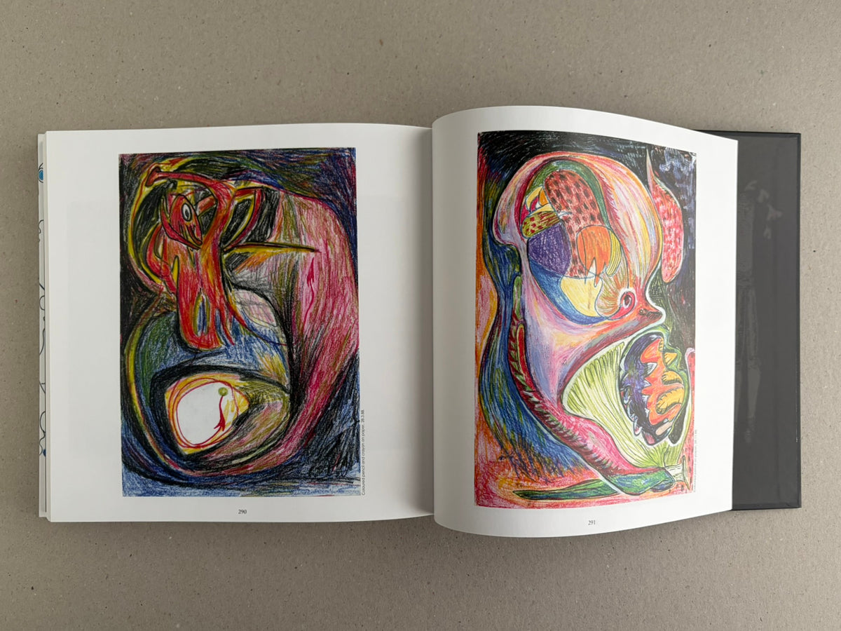 Bright Lights and Cats with No Mouths open to pages 290 and 291, showing two large coloured drawings.