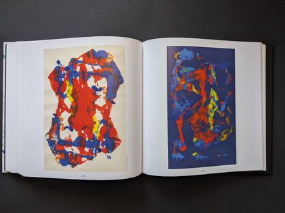 Chaotic surreal forms in red, blue, and yellow.