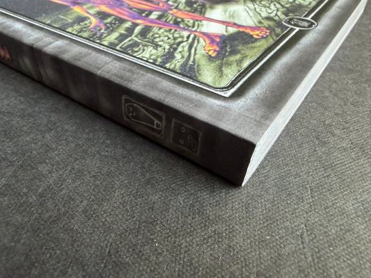 Close view of Bubzium showing the lower edge of the front cover and the soft cover spine.