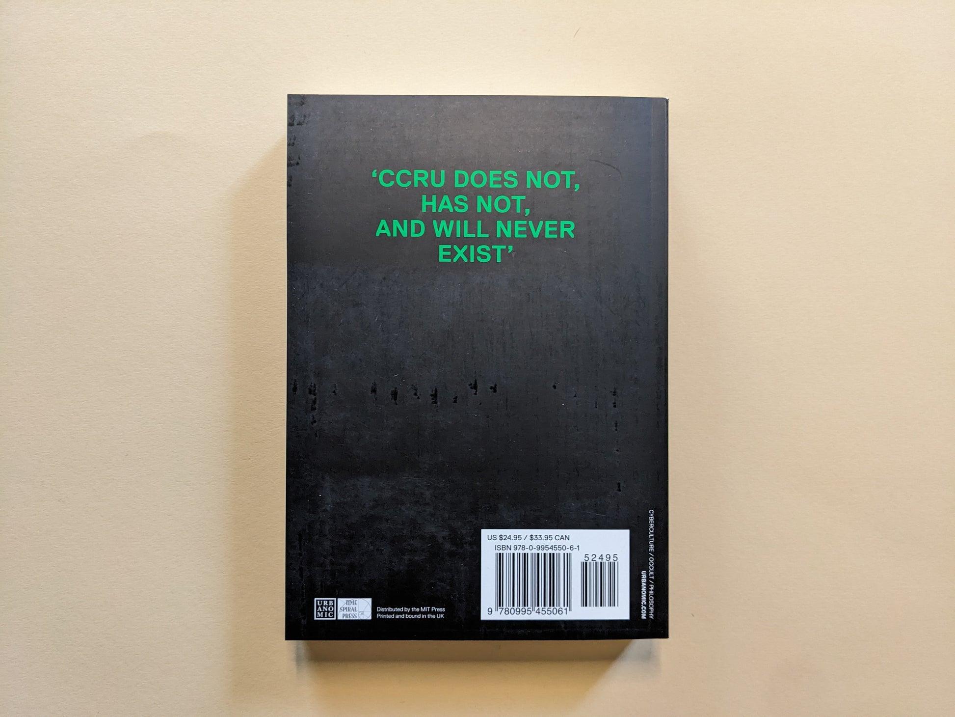 CCRU Writings 1997–2003 – book photo 1, showing back