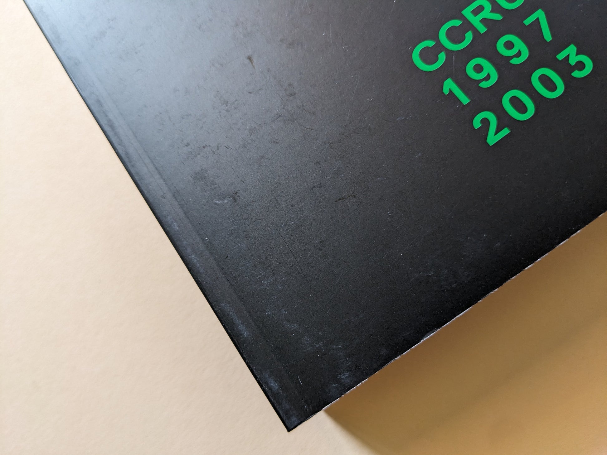 CCRU Writings 1997–2003 – book photo, showing details of damage