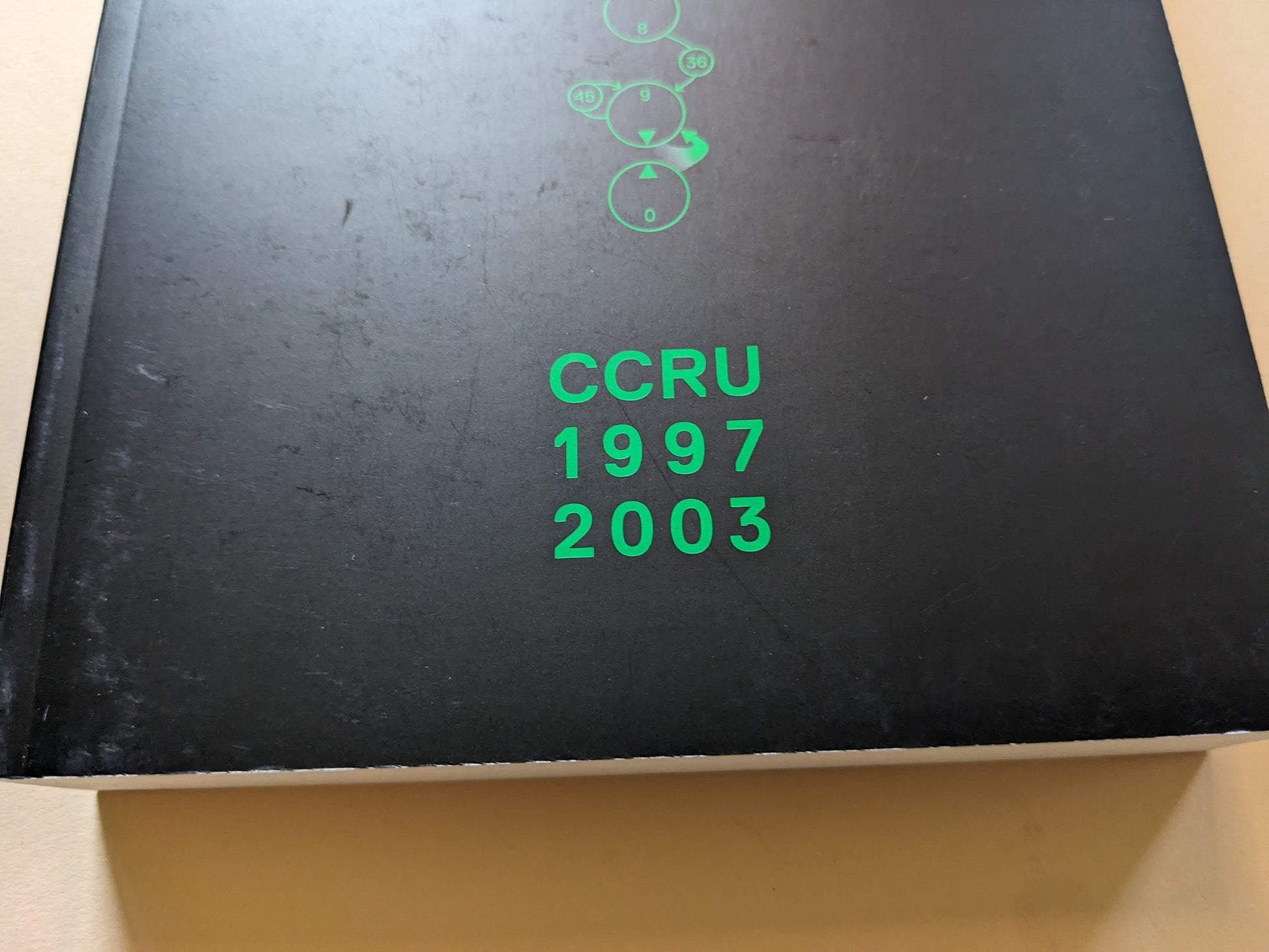 CCRU Writings 1997–2003 – book photo, showing details of damage