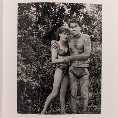 Interior photo from Cheryomushki: black-and-white portrait of a couple standing together in swimwear, outdoors.
