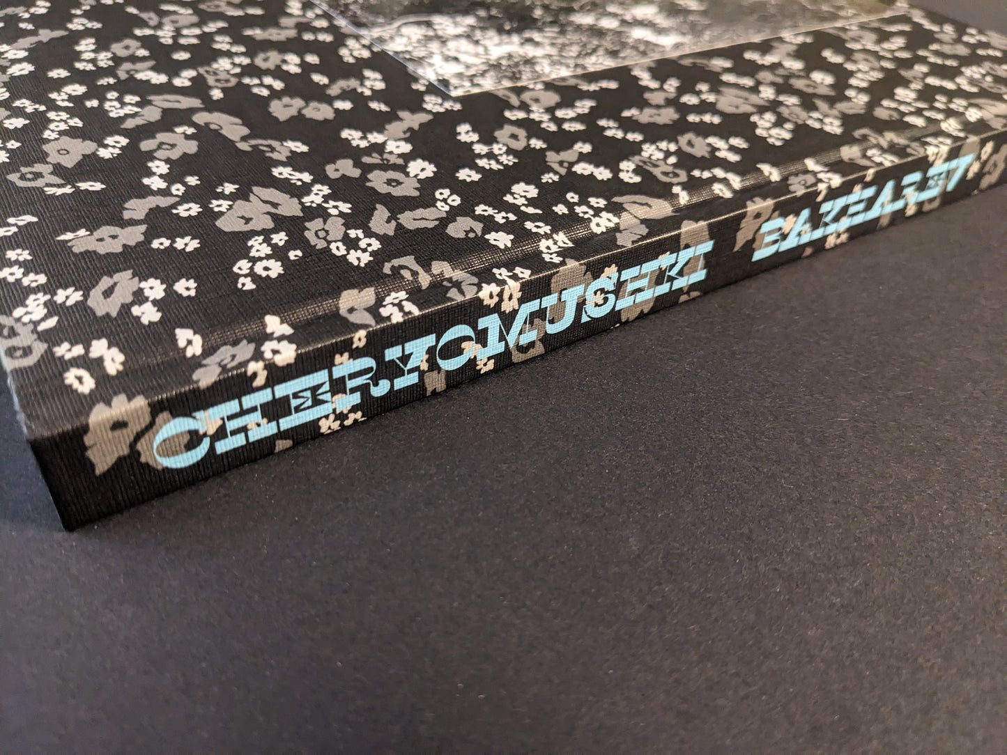 Cheryomushki by Nikolay Bakharev spine, title lettering on floral cloth cover (Stanley/Barker).