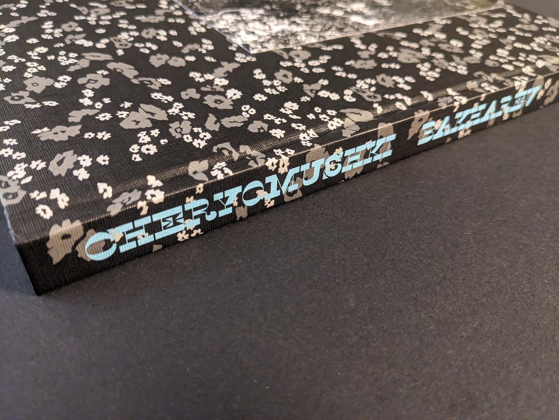 Cheryomushki by Nikolay Bakharev spine, title lettering on floral cloth cover (Stanley/Barker).