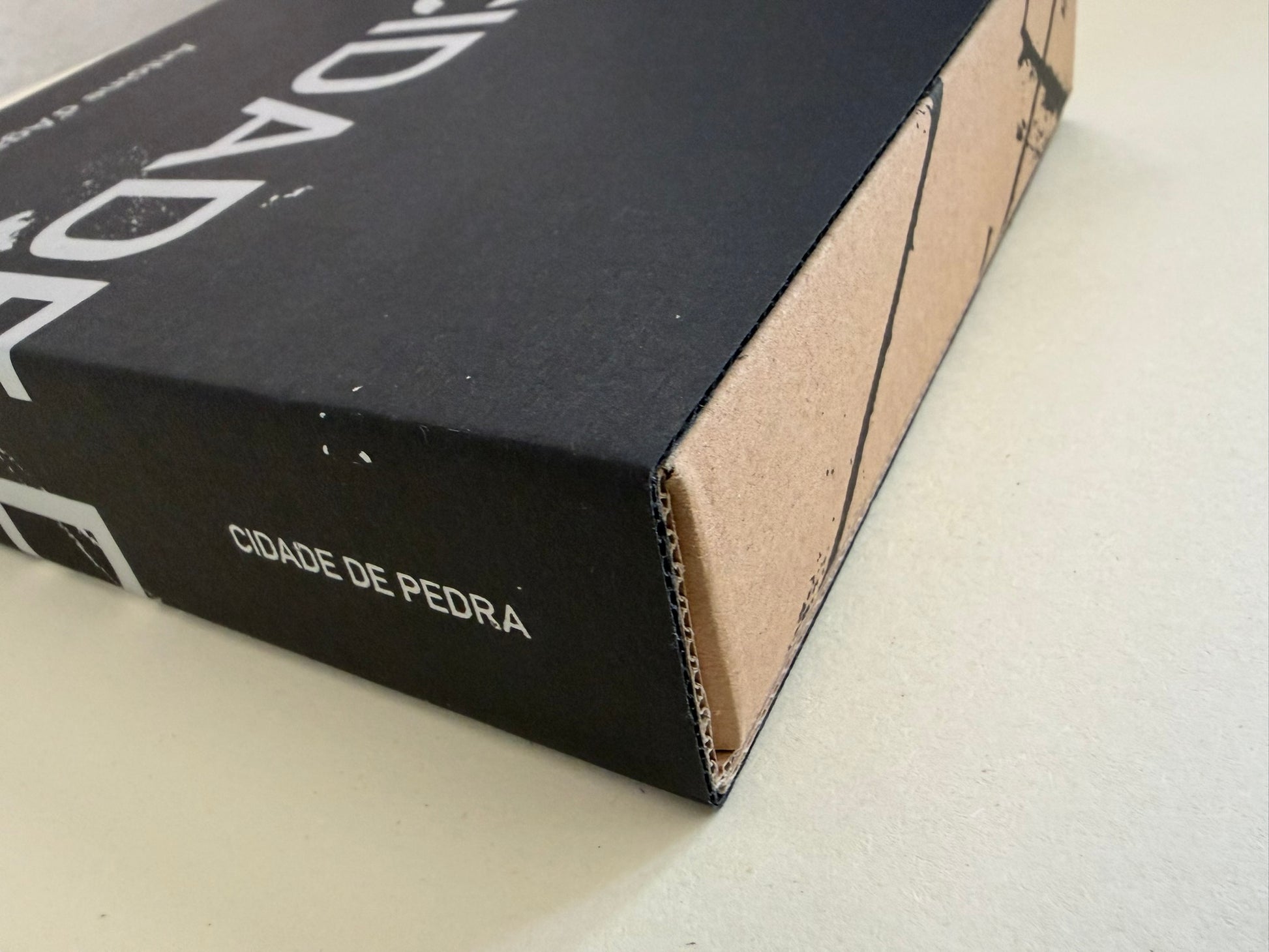 Cidade de Pedra by Antoine d'Agata, close view of the slipcase corner and spine.