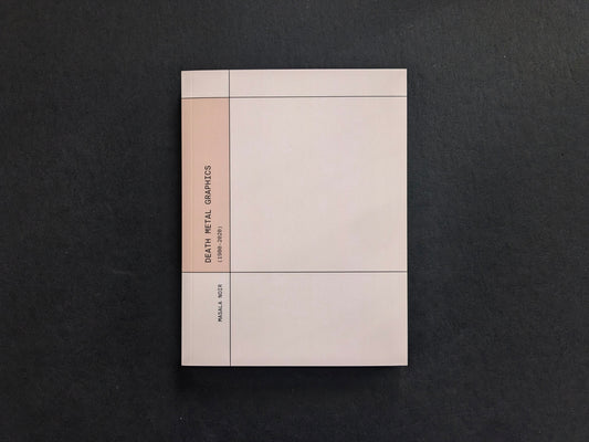 Front cover of “Death Metal Graphics (1980–2020)” published by Masala Noir, minimalist typographic design.