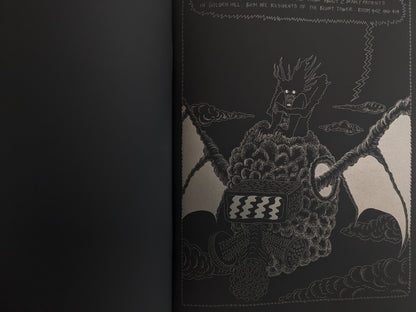 Comic page from Dimensional Flats – grotesque creature riding a winged, organic flying machine