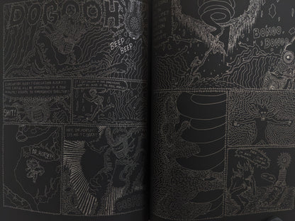 Action comic spread from Dimensional Flats – evacuation alert, dimensional portals, and mutant emergency scenes