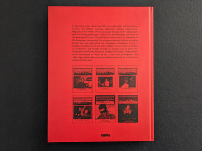 Back cover of Electronic Cottage with summary text and small cover thumbnails on a red background.