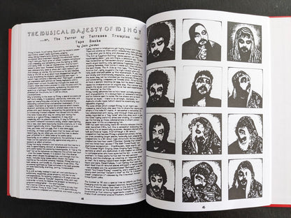 Interior spread featuring “The Musical Majesty of Minóy” with text on the left and portrait images on the right.