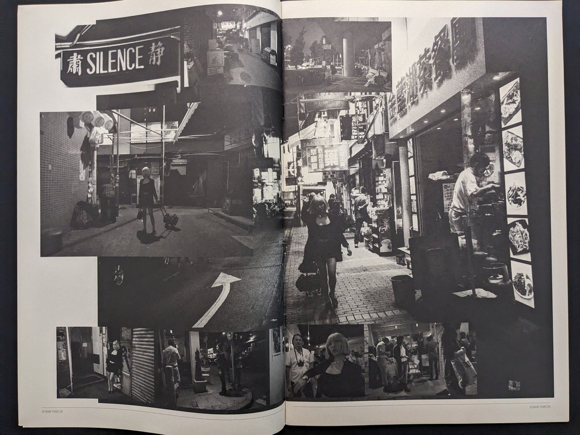 Hong Kong street scene with "Silence" sign in Far East Obsession by Mark Pearson.