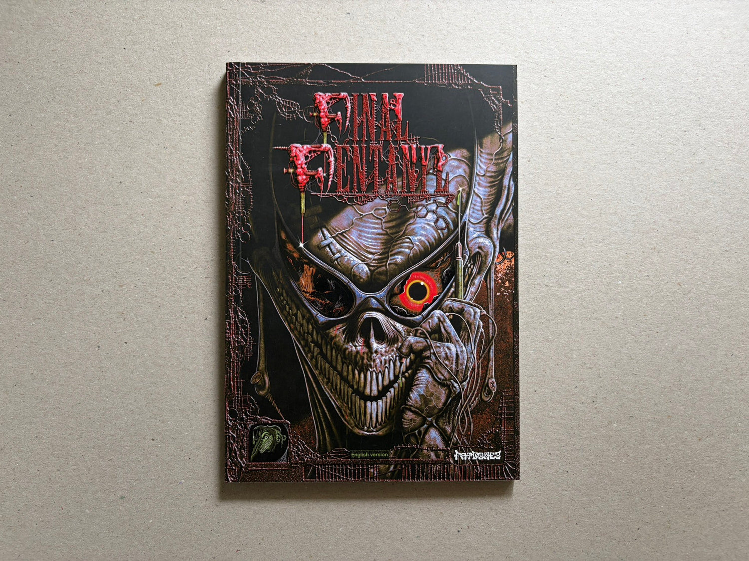Final Fentanyl softcover front cover on a plain surface, with a skull-like face and red title lettering.