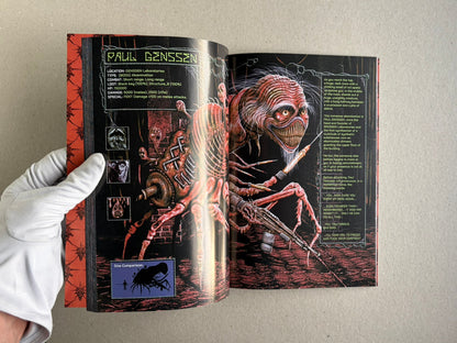 Final Fentanyl softcover open to a spread showing the character page for Paul Genssen.
