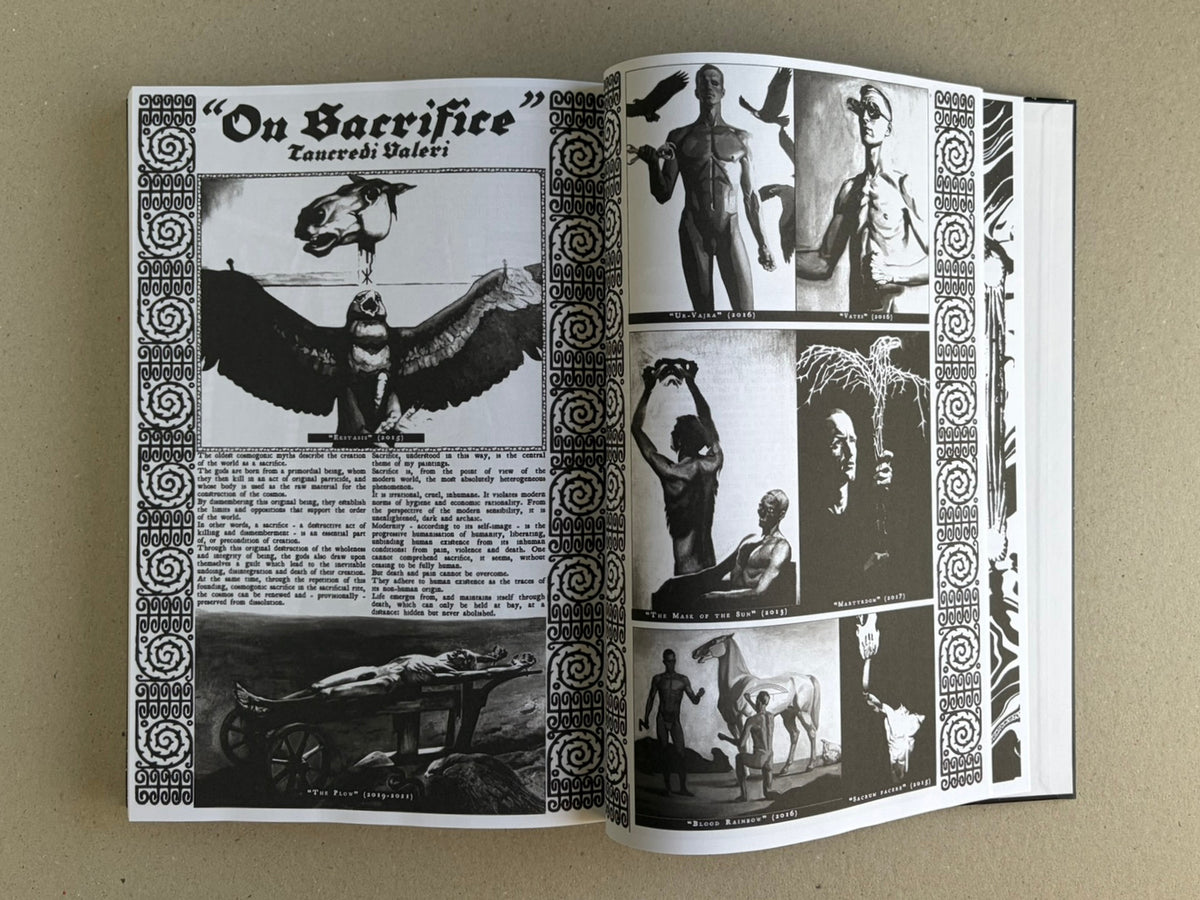 Open spread from GIFTNÅLEN no 1 by Kristian Olsson, showing black-and-white collage pages with occult imagery and text.