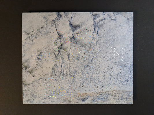 Glass Mountain by Michael Lundgren photobook front cover with rock surface and dotted foil title