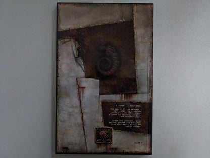 Back cover of Godhusk – rebirth by Plastiboo, with lore excerpt and symbolic emblem