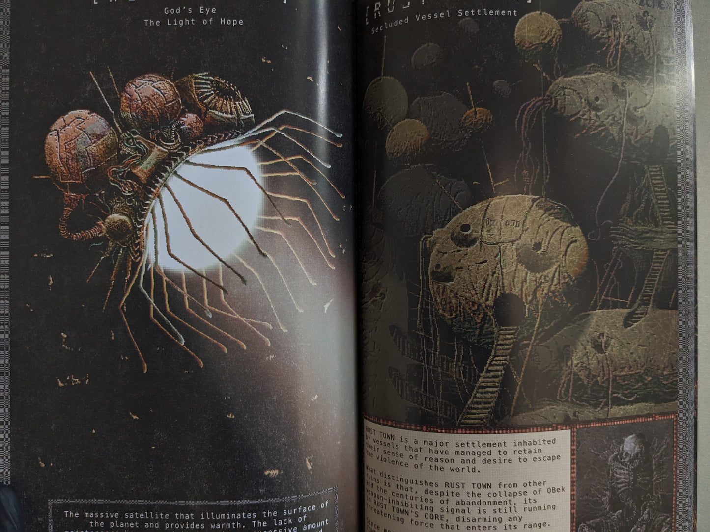 God's Eye satellite and Rust Town depicted in Godhusk – Rebirth