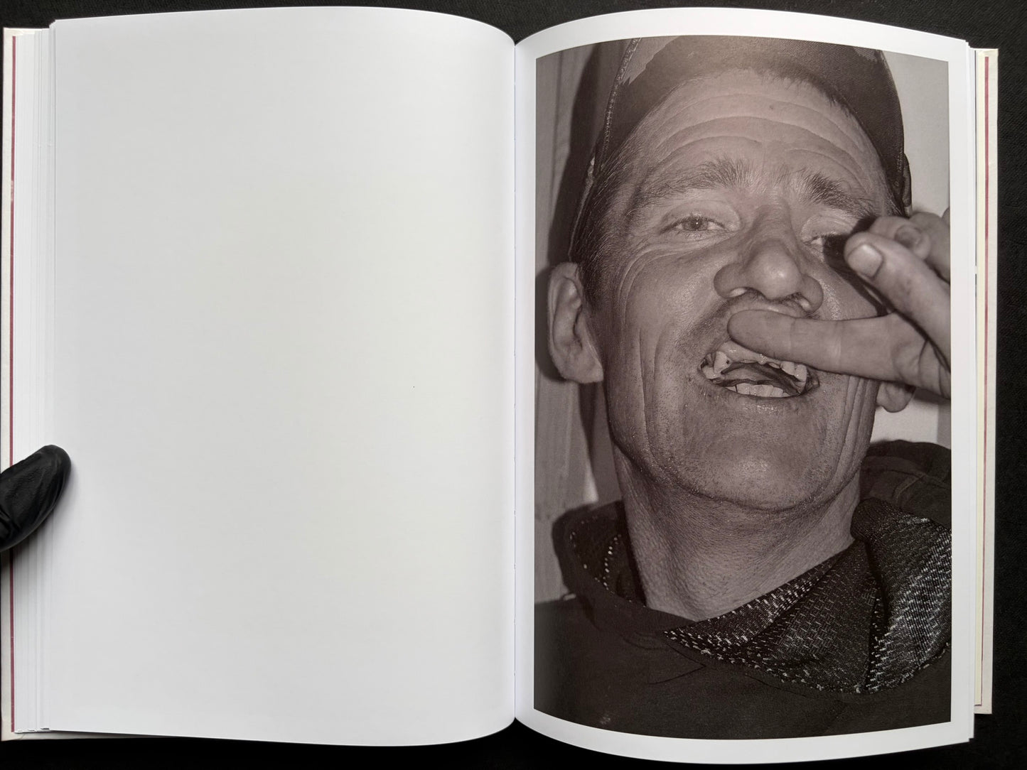 Gut Feeling by Kristina Rozhkova, open spread with a close-up portrait and a page of text