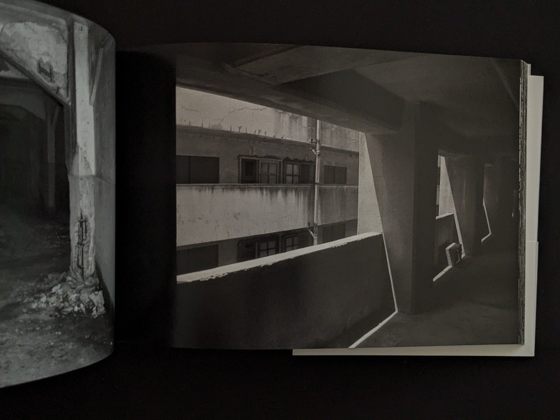Abstract view of concrete structures on Hashima Island