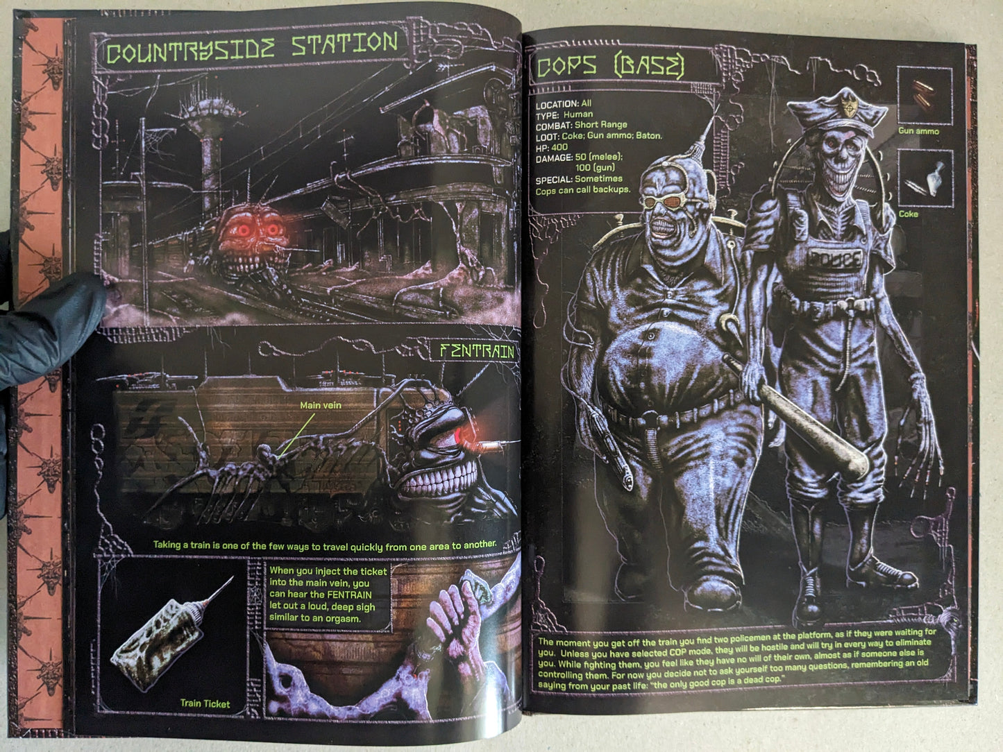 Final Fentanyl by Fatgomez, interior spread with “Cops (Base)” character and “Countryside Station” location