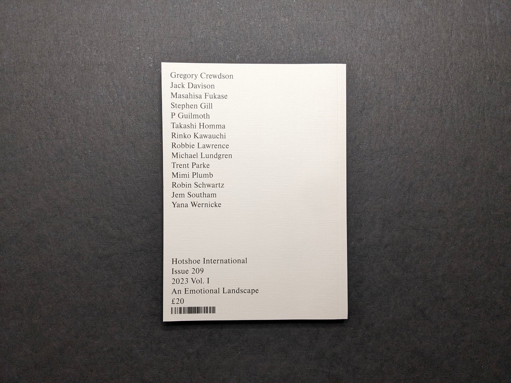 Back cover of Hotshoe Issue 209, listing featured photographers and issue details.