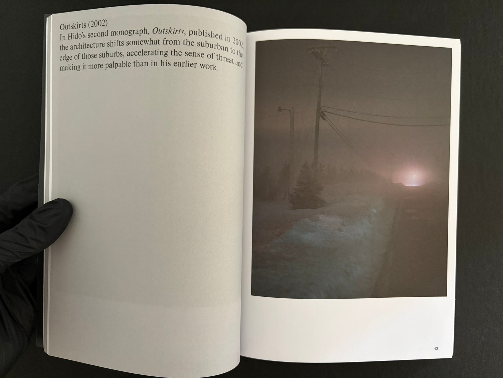 Hotshoe Issue 210: Todd Hido interior spread with text on the left and a foggy road scene on the right
