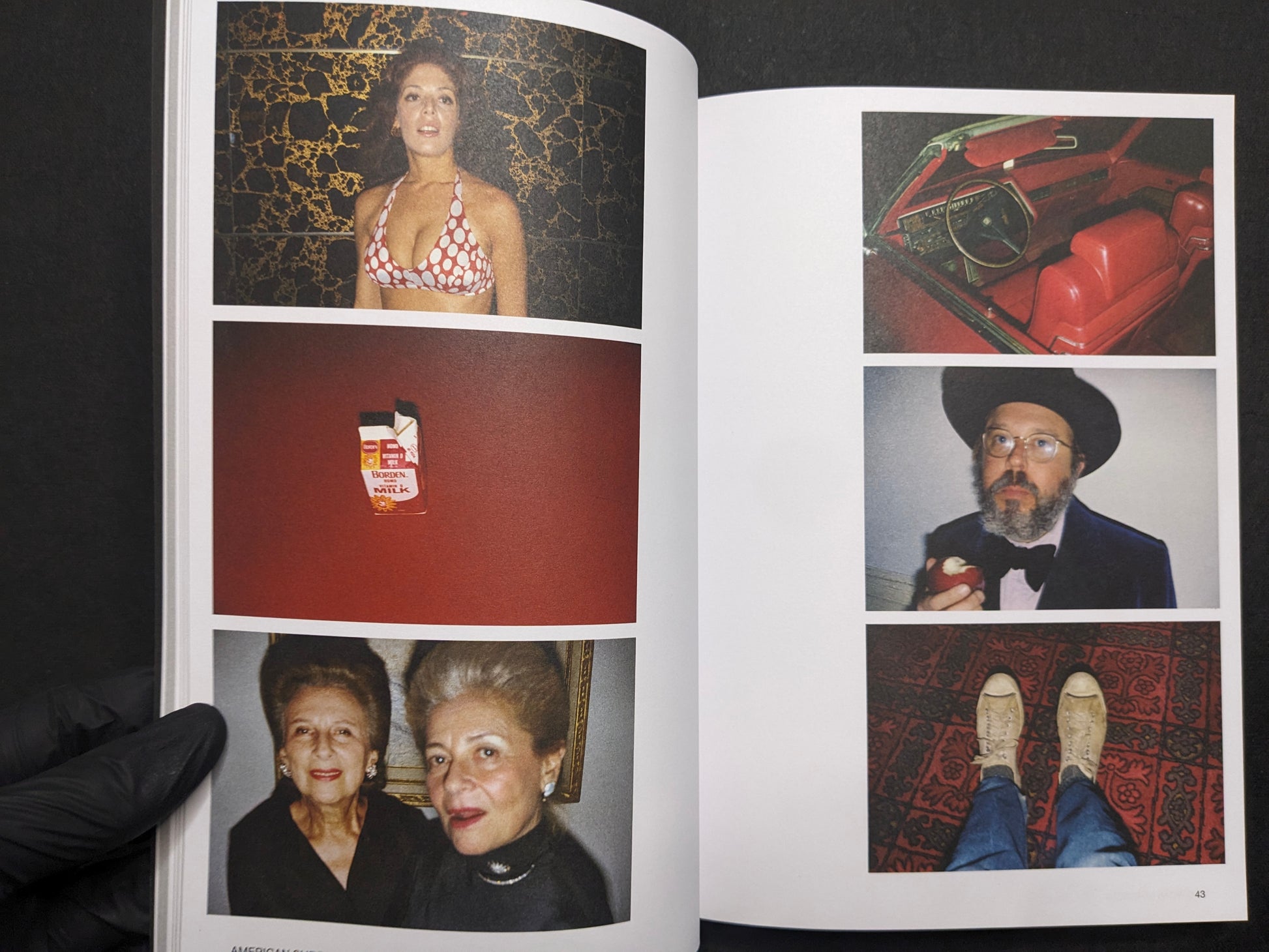 Inside spread from Hotshoe Issue 214 with Stephen Shore colour snapshots, including portraits, a milk carton still life, and a pair of women.