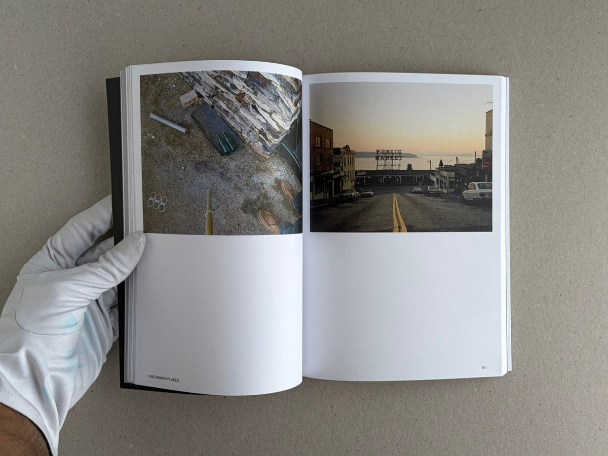 Open Hotshoe Issue 214: Stephen Shore showing a two-page spread with Stephen Shore photographs, including a street scene at sunset on the right page.