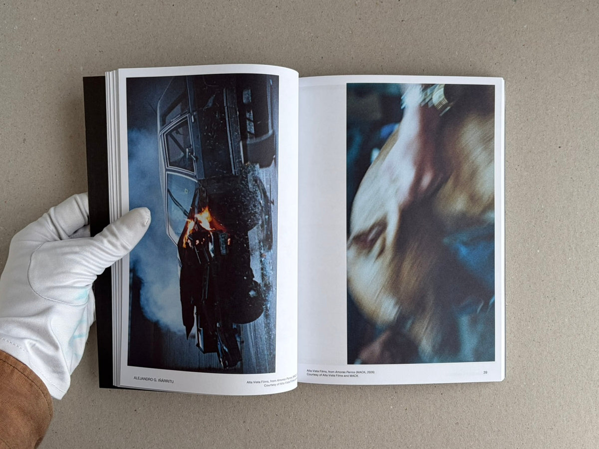 Open spread of Hotshoe Issue 215: At the Movies, showing two full-page film-set photographs with captions at the bottom.