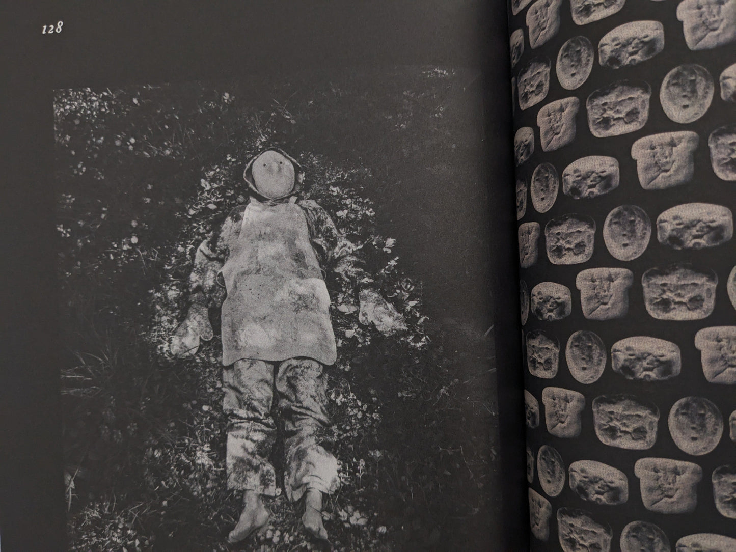 Final black and white page with surreal figure lying outdoors