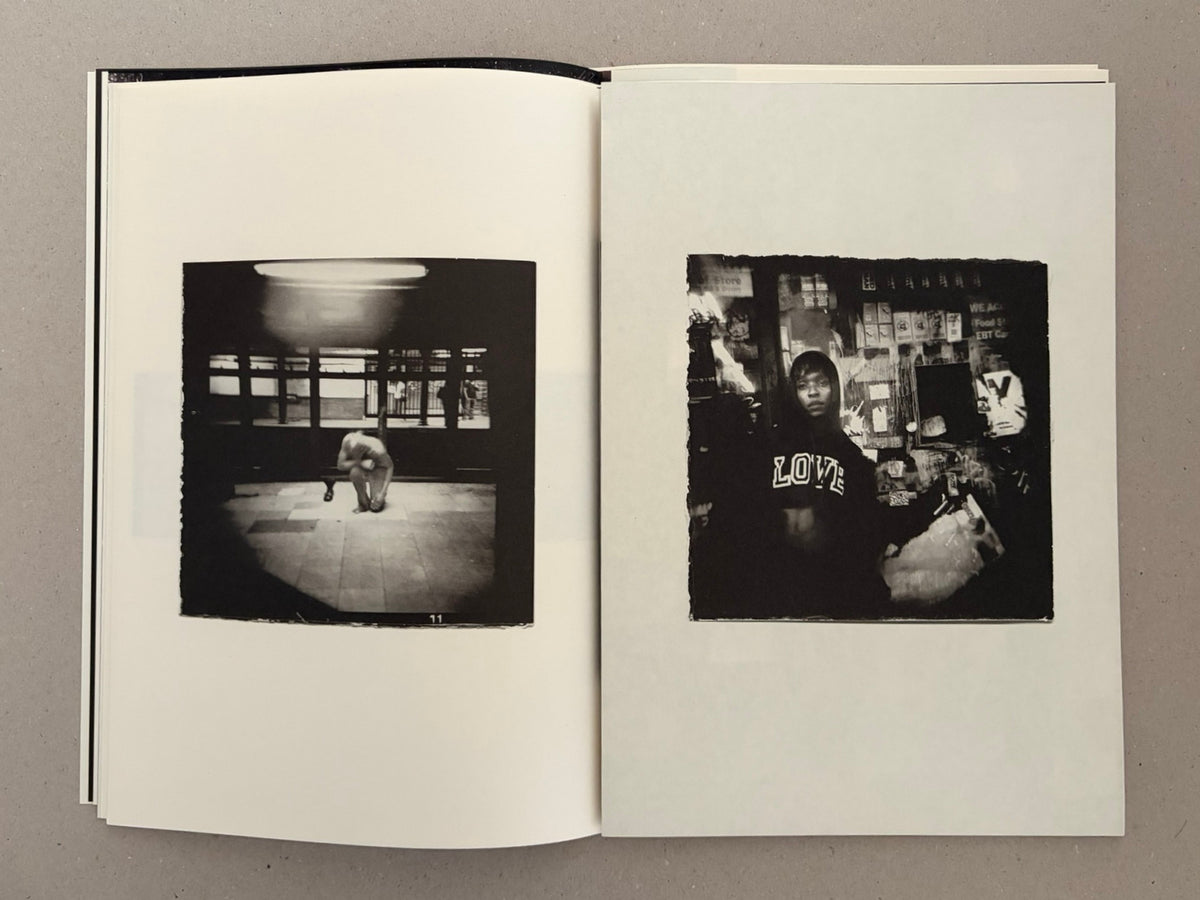 Open spread from Hunger: Epilogue (2nd Ed.) by Michael Ackerman, showing two black-and-white photographs on facing pages.
