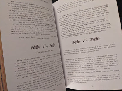 Introduction text pages in English and French, explaining the background of In Steel Grey Armour.