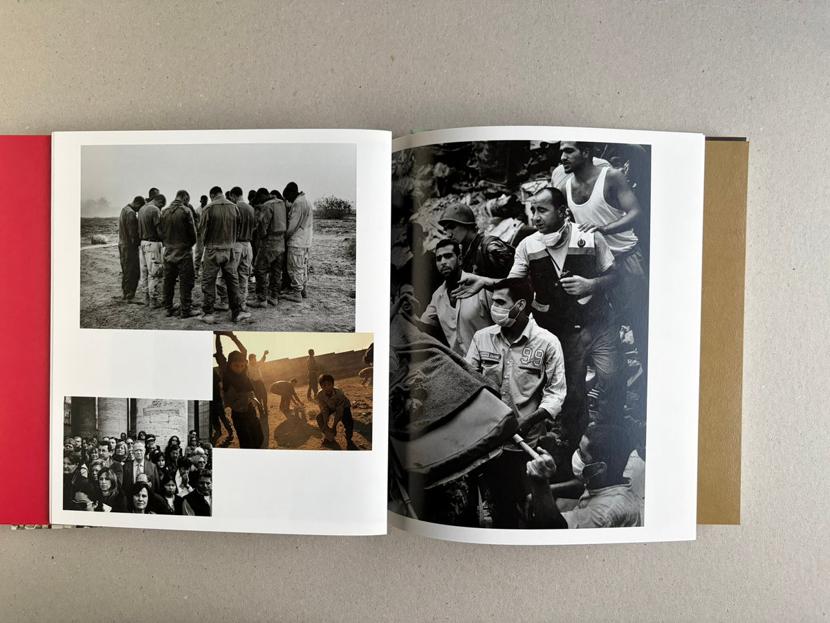 Open Index — Christopher Anderson booklet with a black-and-white group scene on the left and a crowded black-and-white portrait on the right.