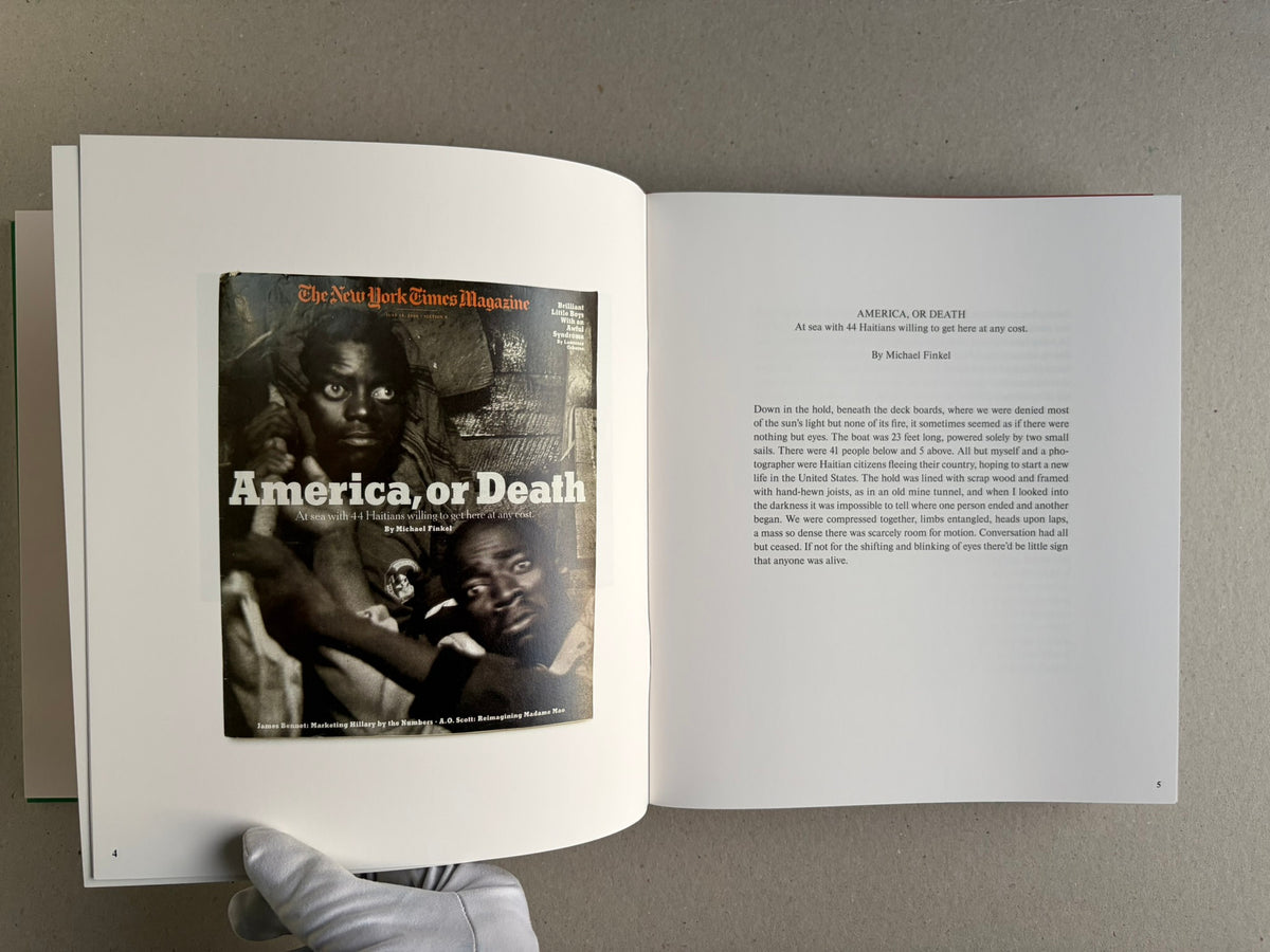 Open Index — Christopher Anderson booklet showing a magazine cover on the left page and text on the right page.