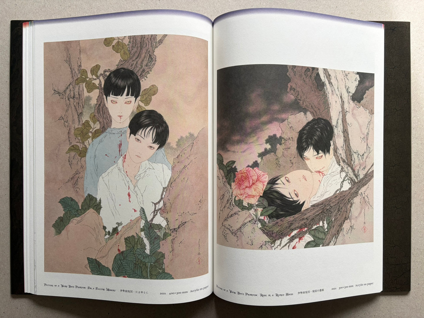 Japonesthétique by Takato Yamamoto opened to a spread of two intimate figure illustrations.