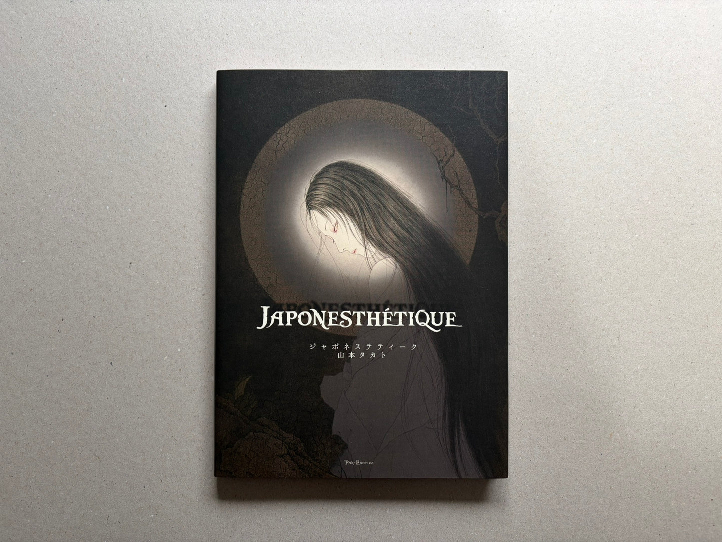 Front cover of Japonesthétique by Takato Yamamoto, showing a pale figure with long dark hair against a dark circular halo.