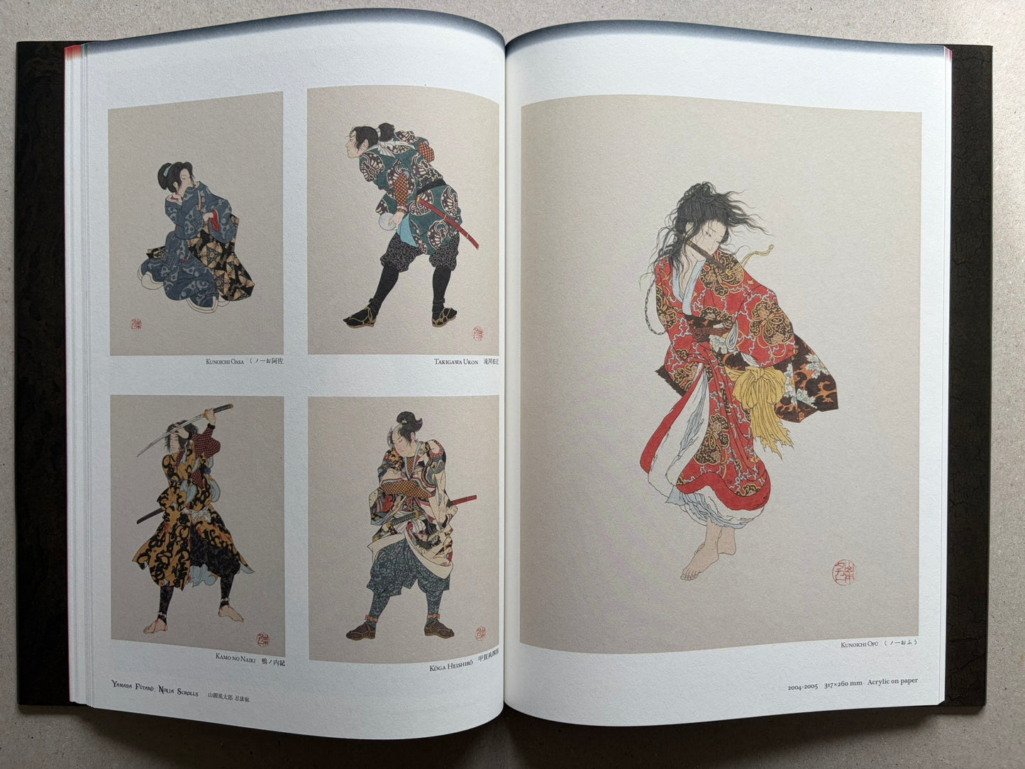 Japonesthétique by Takato Yamamoto opened to a spread of small figure studies and a standing figure in red.