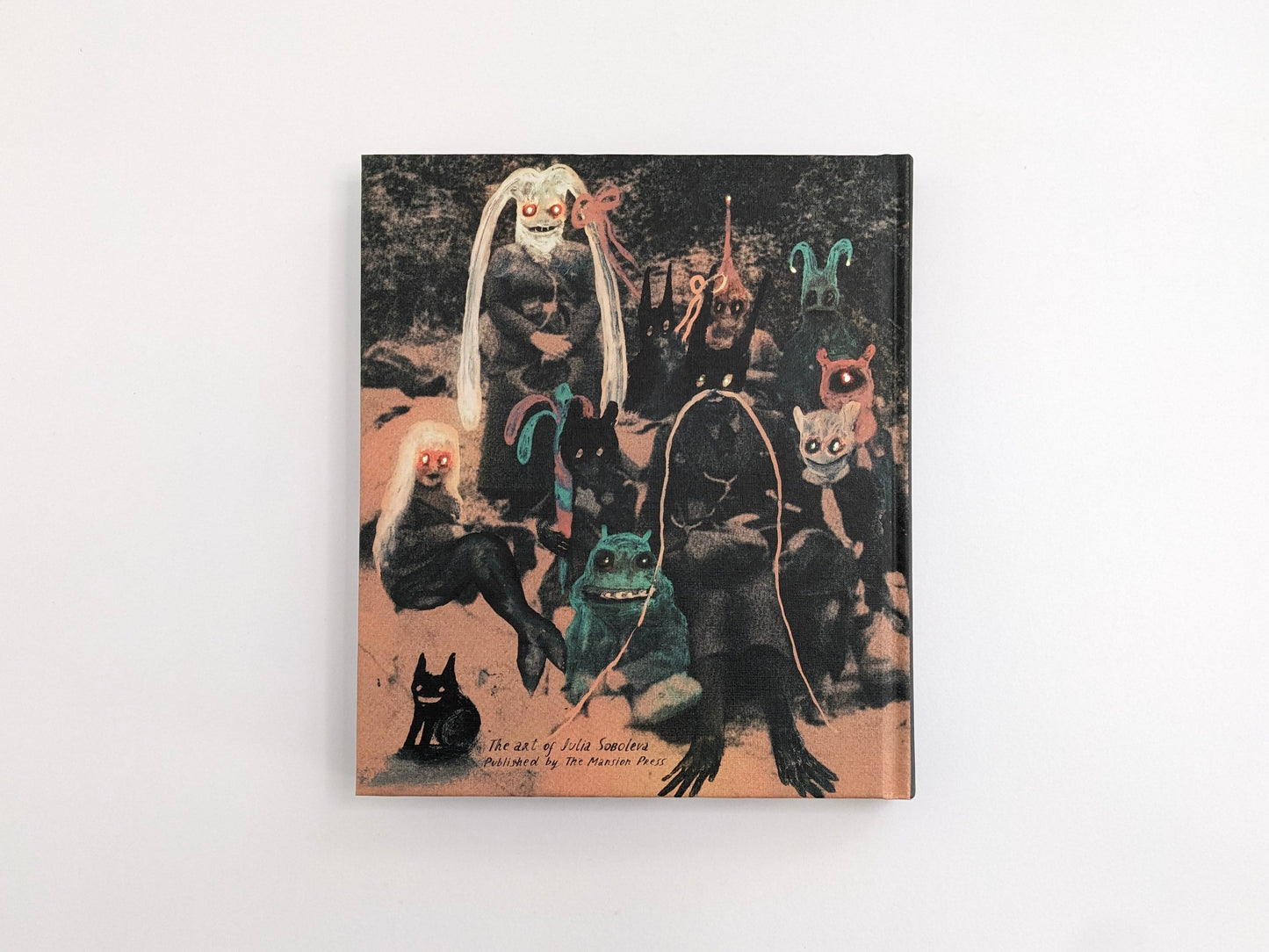 Back cover of “In a Dark Time, the Eye Begins to See: The Art of Julia Soboleva” (The Mansion Press) featuring a group scene artwork.