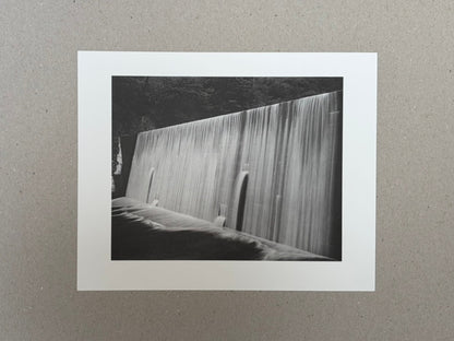 Landscape — Toshio Shibata collotype print showing a black-and-white photograph of a concrete dam or retaining wall with water flowing down its face.