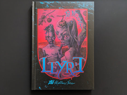 Front cover of "Leyre" by Nicolò Pellizzon with surreal illustration of twin empresses and title