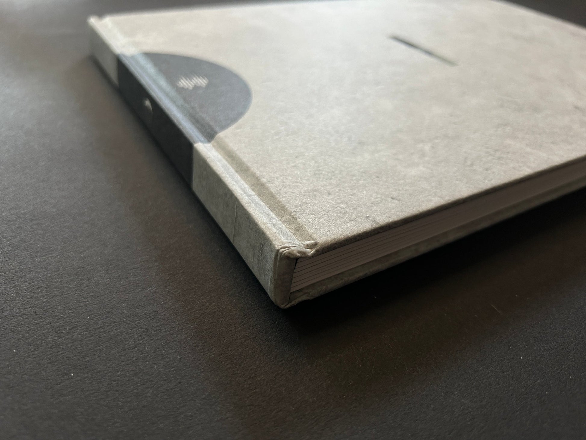 Detail of hardcover with embossed logo and textured surface - Ester Vonplon, Taylor Deupree & Marcus Fischer – Lowlands - IIKKI - Lokator100
